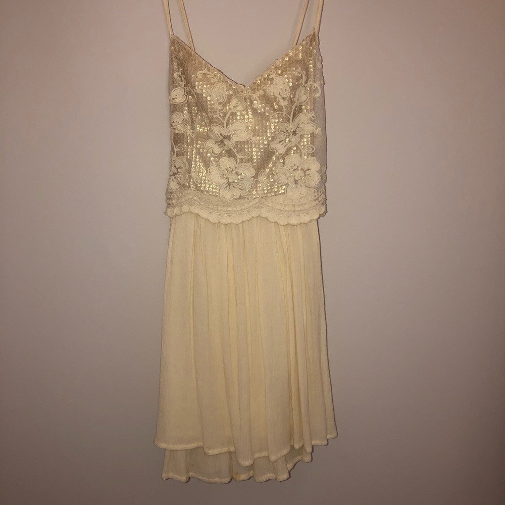 Cream Sequin Dress